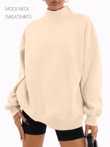 Trendy Queen Women's Oversized Mock Neck Pullover Sweatshirt