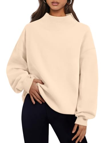Trendy Queen Women's Oversized Mock Neck Pullover Sweatshirt