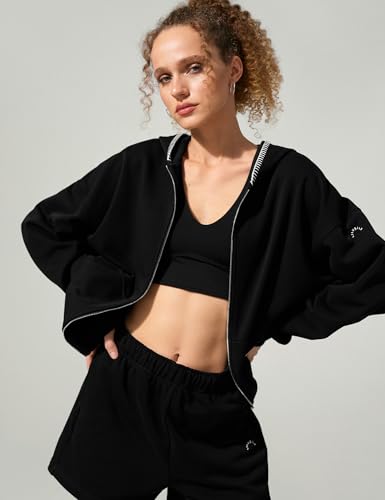 LilySilk Women's Oversized Silk Terry Zip-Up Hoodie