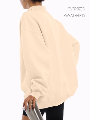 Trendy Queen Women's Oversized Mock Neck Pullover Sweatshirt