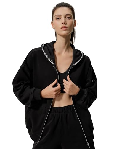 LilySilk Women's Oversized Silk Terry Zip-Up Hoodie