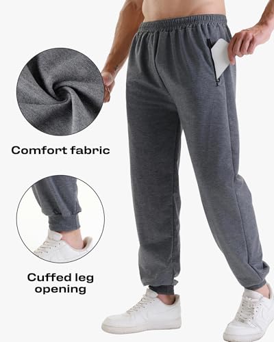 Men's Athletic Jogger Sweatpants with Zipper Pockets 3-Pack