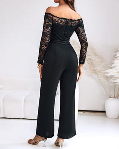 CHICME Women's Off-Shoulder Lace Party Jumpsuit