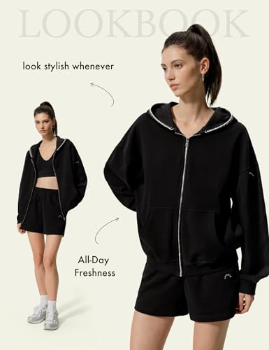 LilySilk Women's Oversized Silk Terry Zip-Up Hoodie