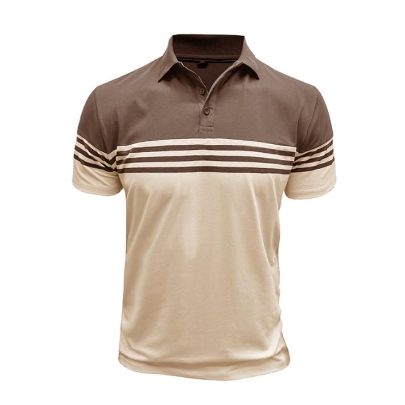 Men's Striped Nordic Collar Color-Block Casual T-Shirt