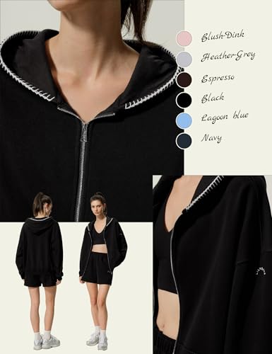LilySilk Women's Oversized Silk Terry Zip-Up Hoodie
