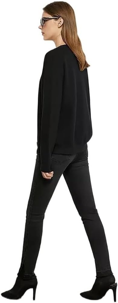 Women's V-Neck Loose-Fit Knit Cardigan with Contrast Buttons