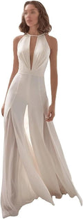 Women's Deep V-Neck Formal Wedding Jumpsuit Pantsuit