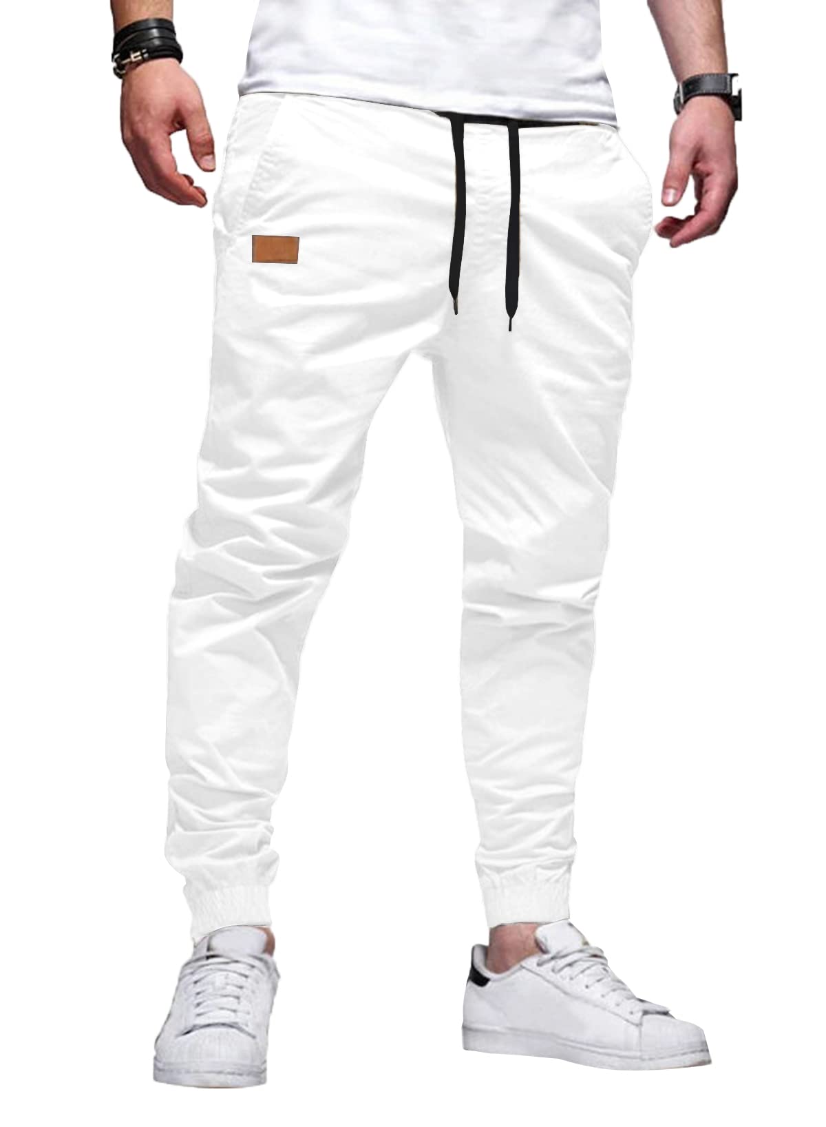 JMIERR Men's Cotton Stretch Twill Athletic Jogger Pants