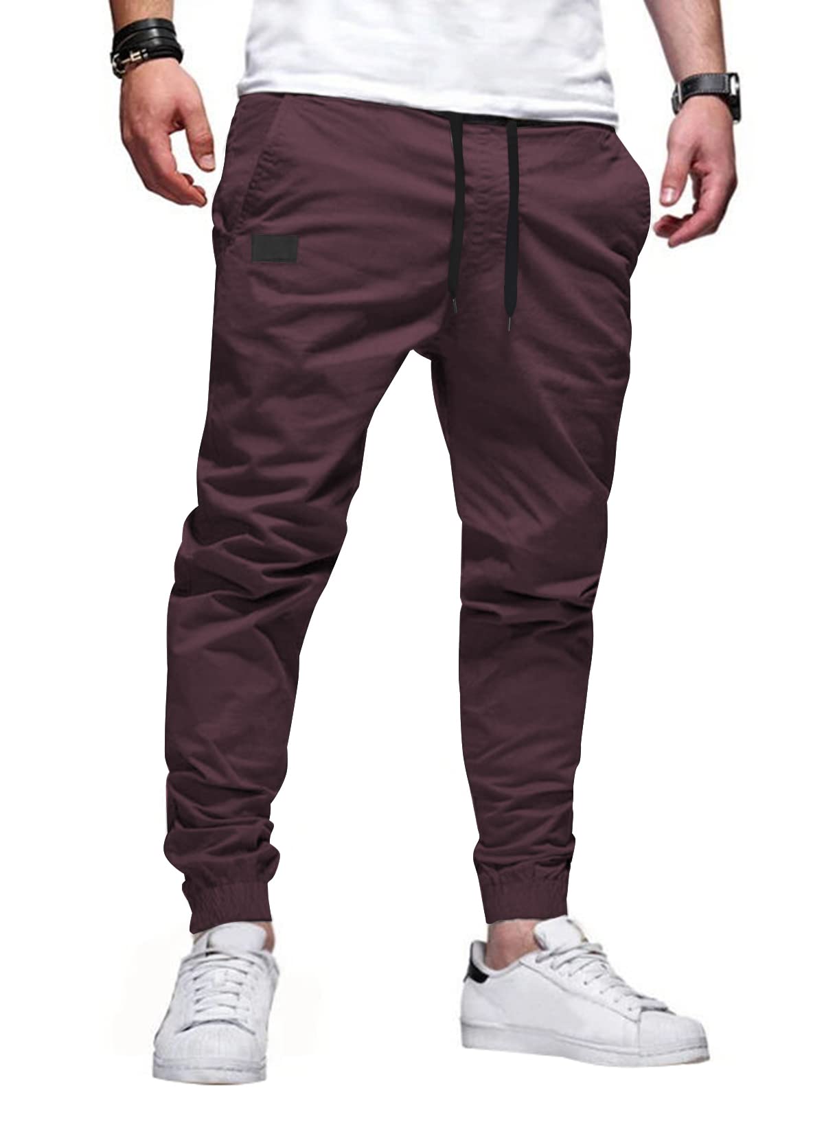 JMIERR Men's Cotton Stretch Twill Athletic Jogger Pants