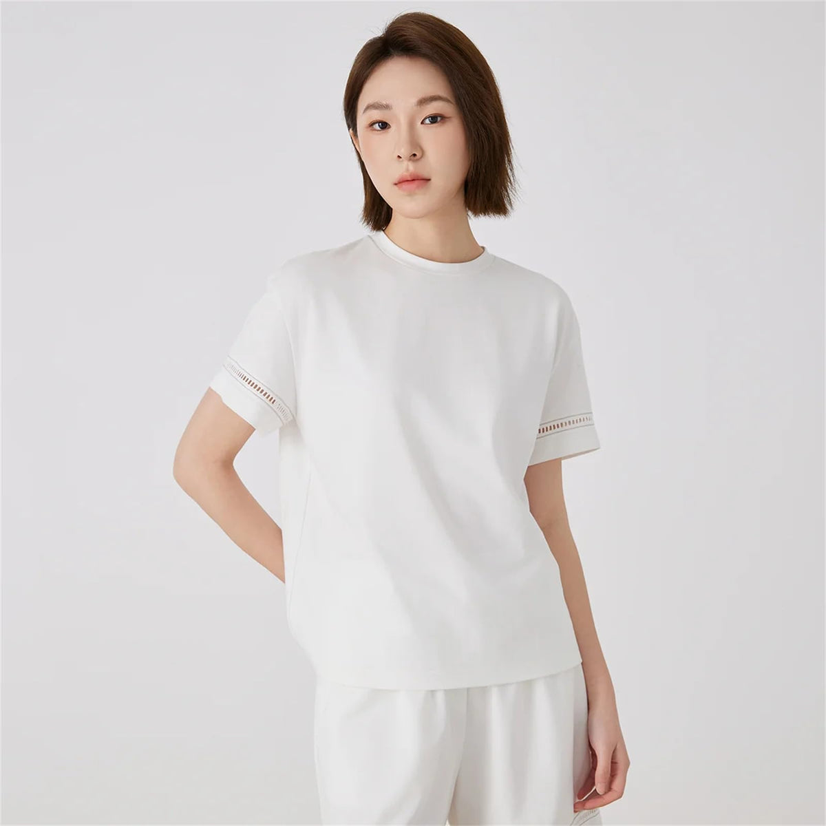 Women's Mixed Cotton Round-Neck Casual Short-Sleeve T-Shirt