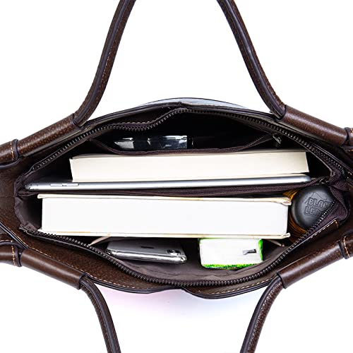 Women's Floral Genuine Leather Tote and Crossbody Bag