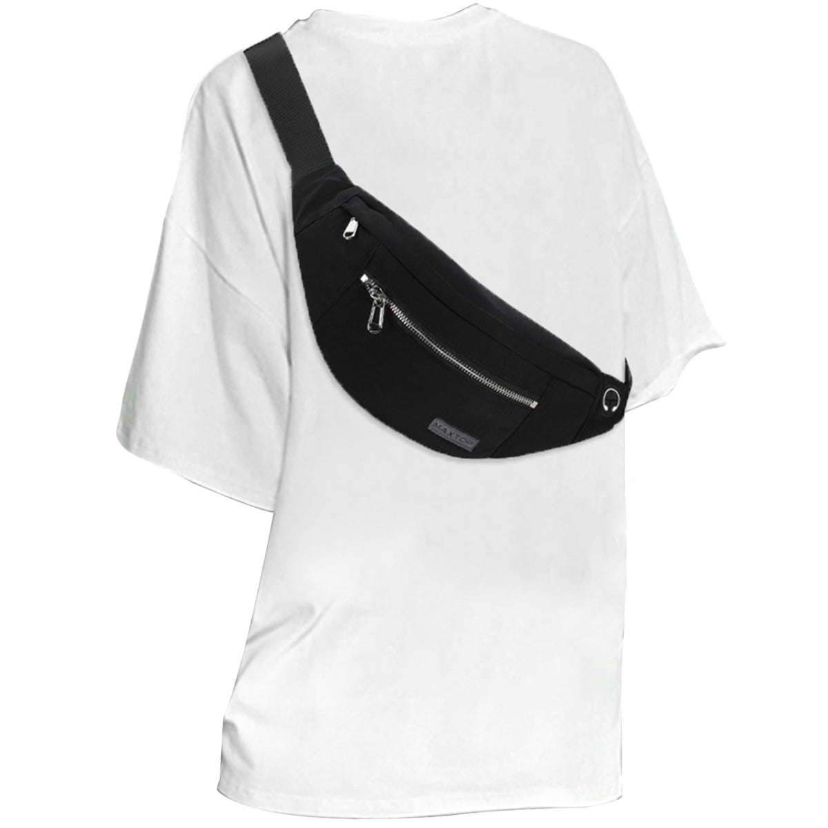 MAXTOP Unisex Large Crossbody Fanny Pack with 4 Zipper Pockets