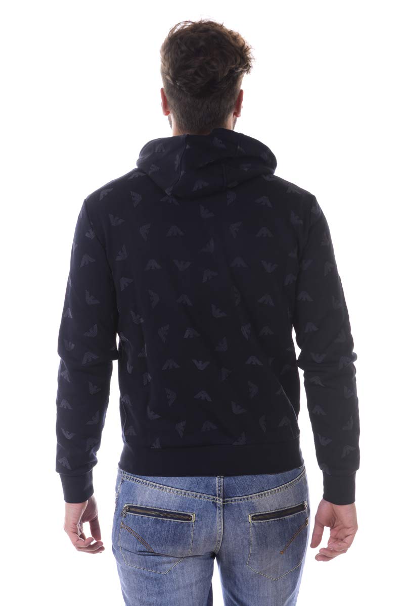 Armani Jeans Men's Plus-Size Logo Mixed Media Full-Zip Hoodie
