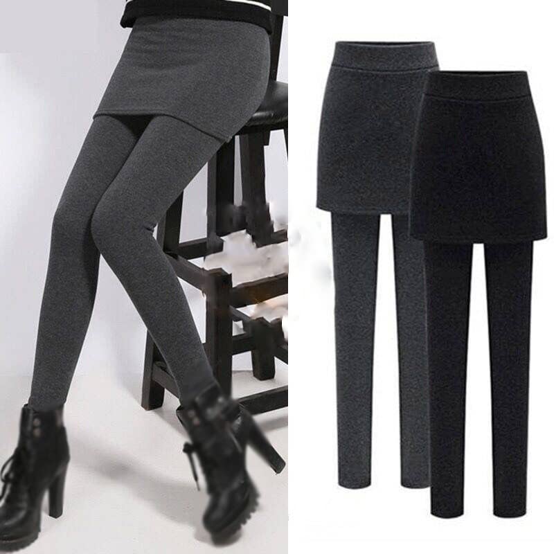 Women's Winter Warm Skirt Leggings Fitness Culotte Pants