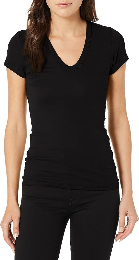 Enza Costa Women's Supima Cotton Cap-Sleeve U-Neck T-Shirt