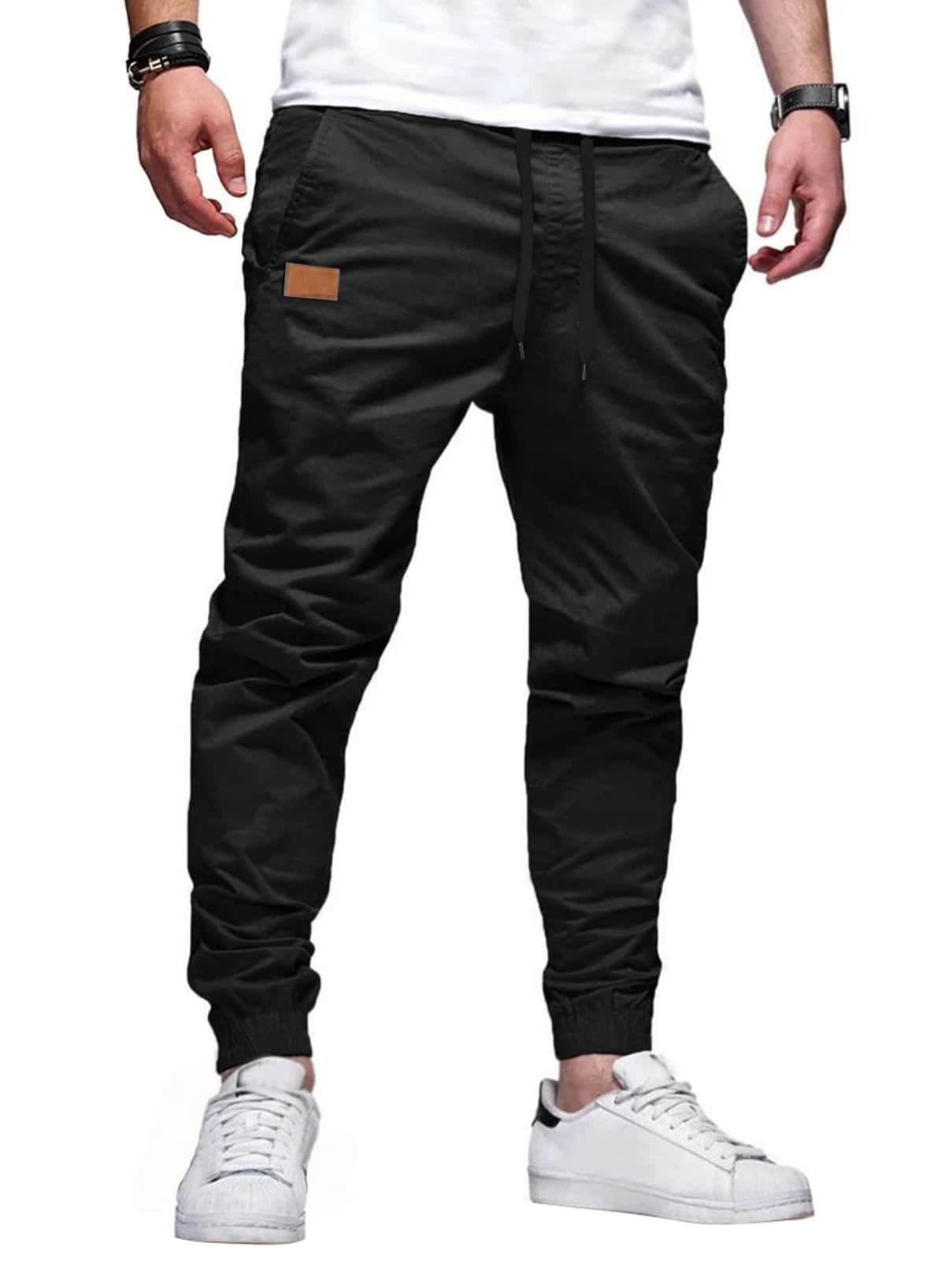 JMIERR Men's Cotton Stretch Twill Athletic Jogger Pants