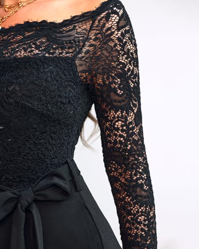 CHICME Women's Off-Shoulder Lace Party Jumpsuit