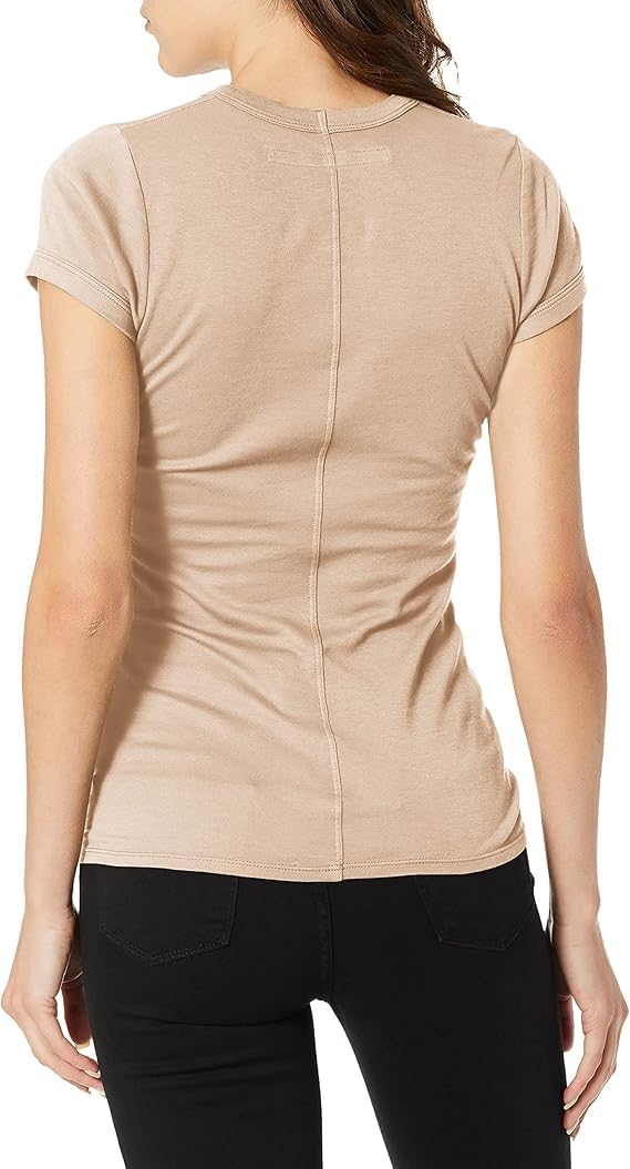 Enza Costa Women's Supima Cotton Cap-Sleeve U-Neck T-Shirt