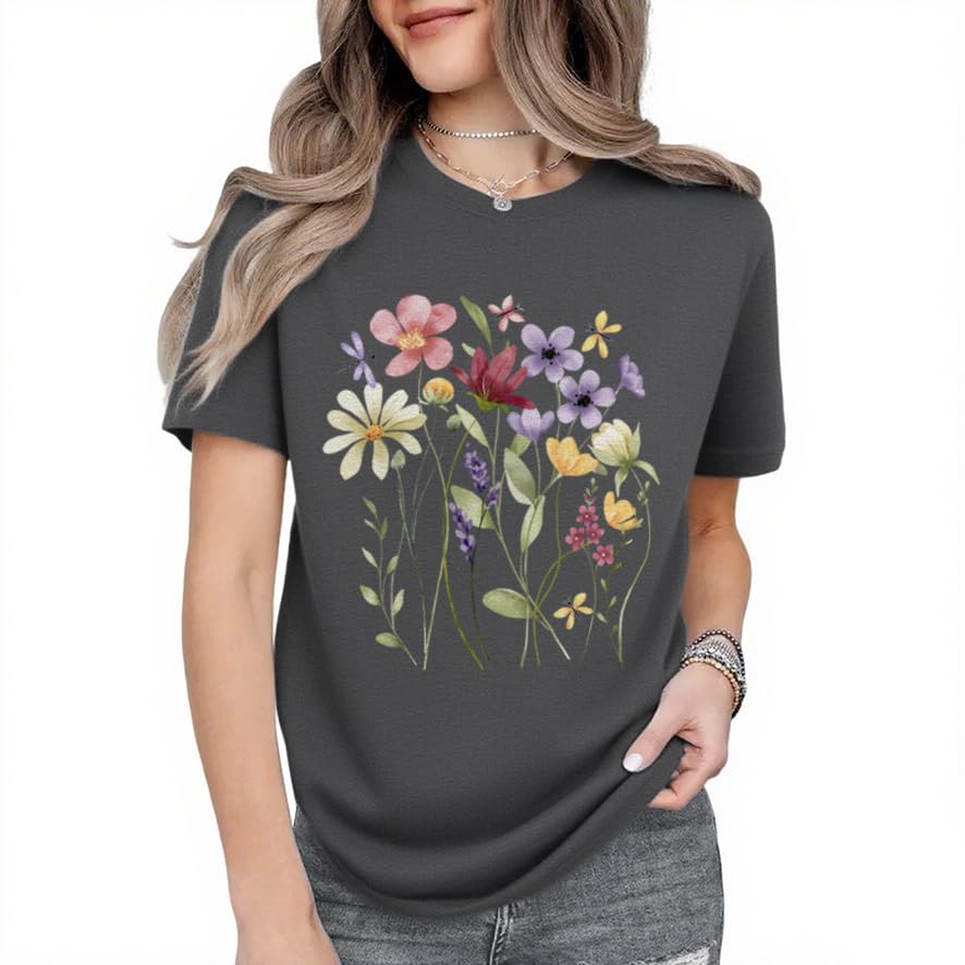 Women's Vintage Wildflower Graphic Short-Sleeve T-Shirt