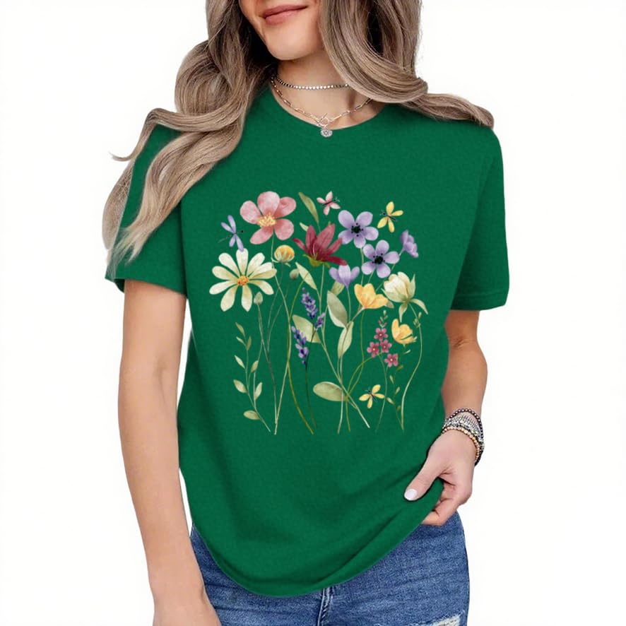 Women's Vintage Wildflower Graphic Short-Sleeve T-Shirt