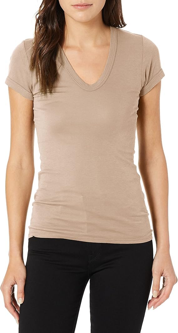 Enza Costa Women's Supima Cotton Cap-Sleeve U-Neck T-Shirt