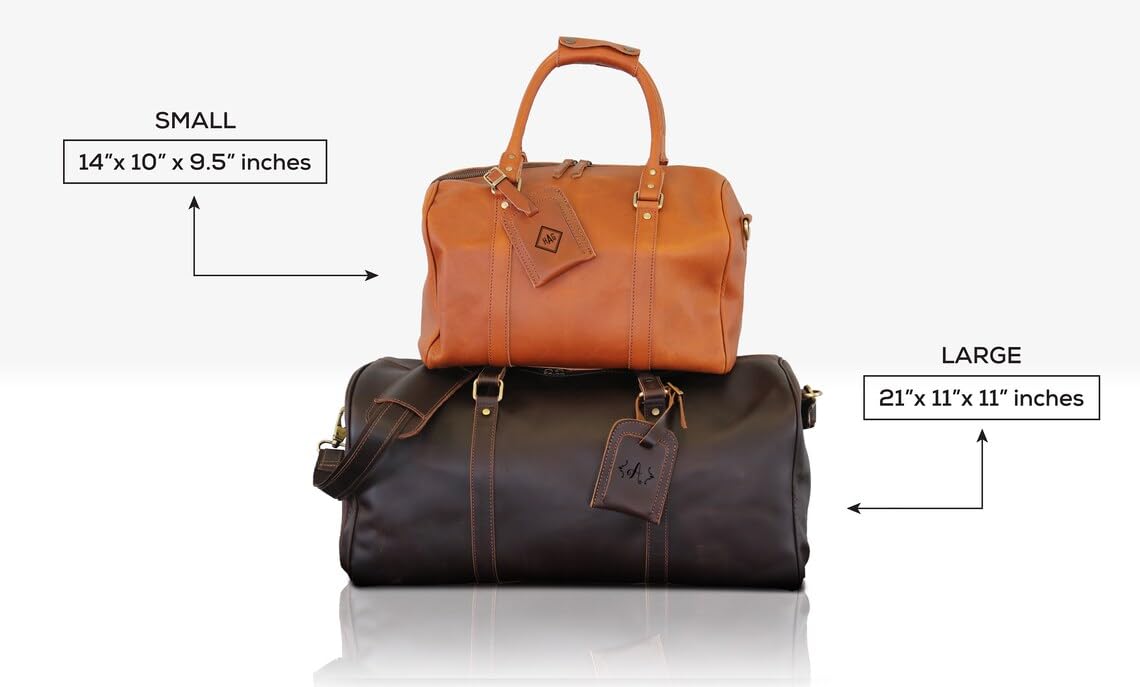 Men's Waterproof Leather Weekender Duffle Bag with Shoe Compartment