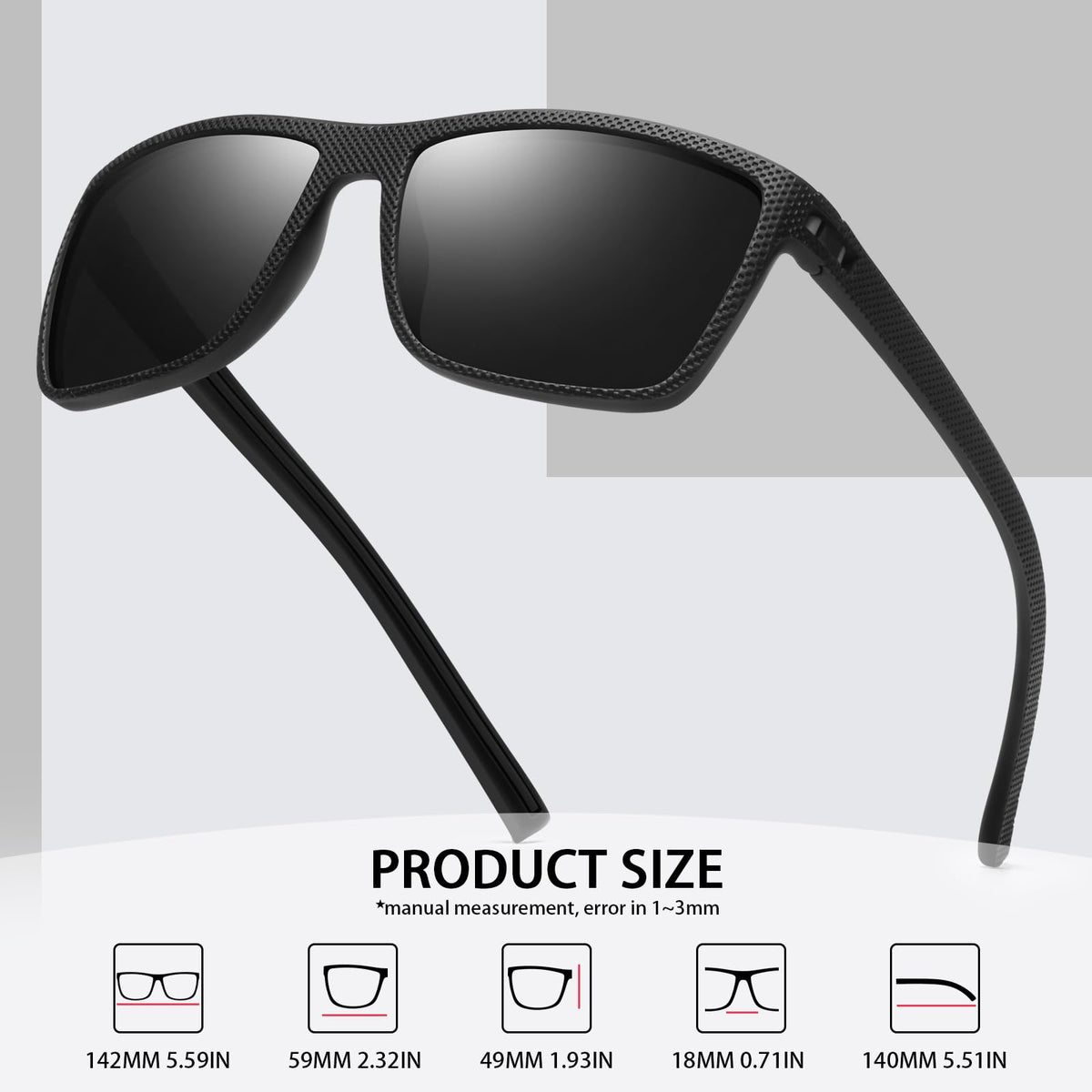 Men's Square Polarized Vintage Driving Sunglasses