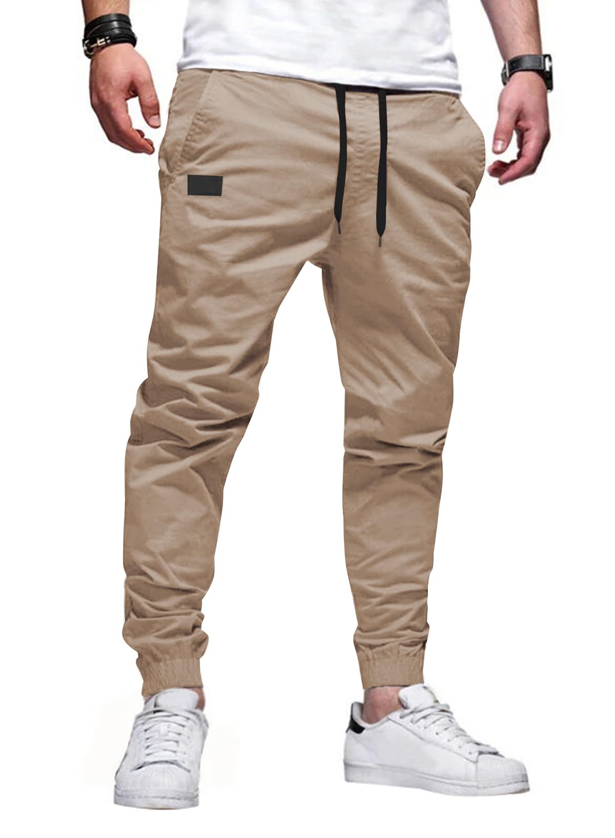 JMIERR Men's Cotton Stretch Twill Athletic Jogger Pants