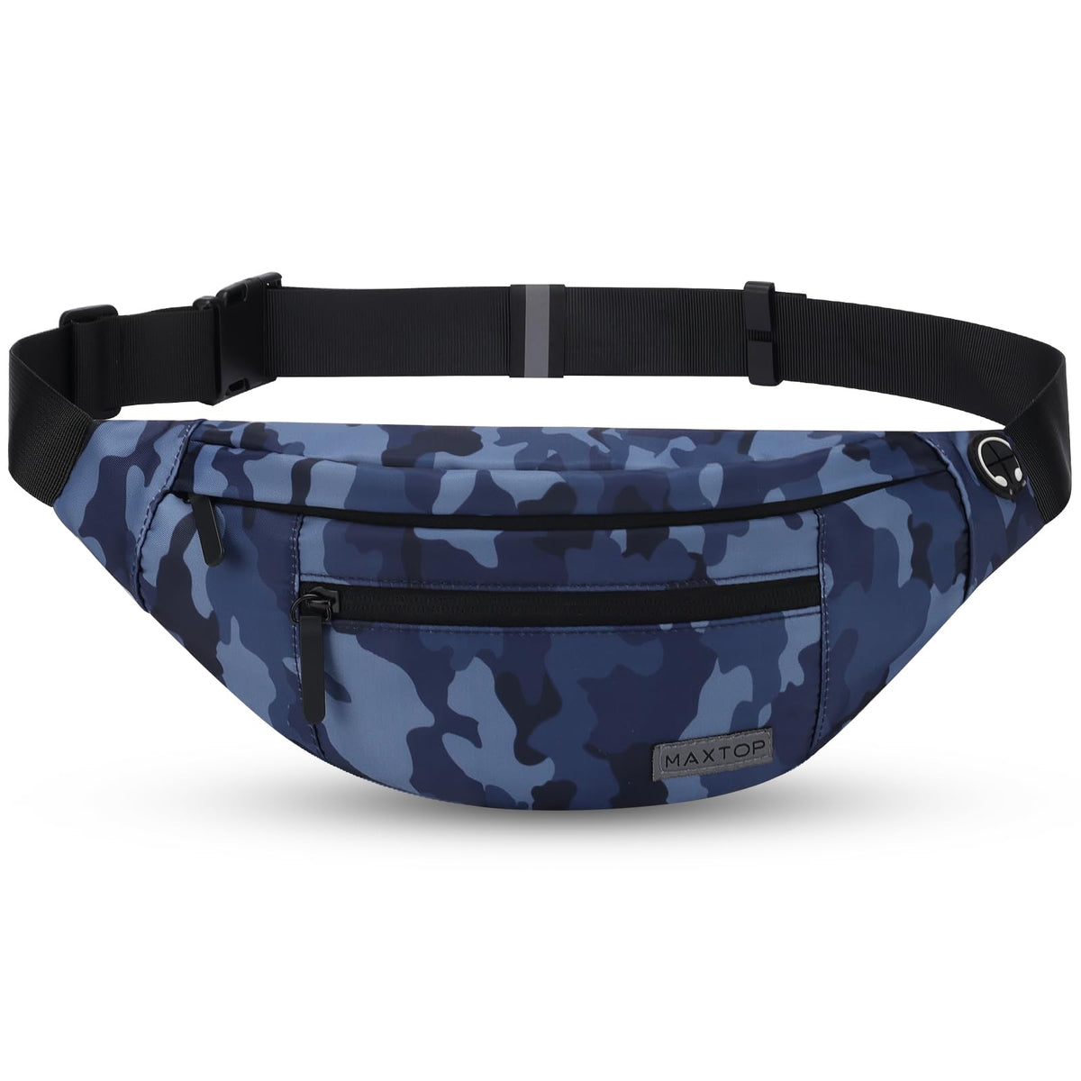 MAXTOP Unisex Large Crossbody Fanny Pack with 4 Zipper Pockets