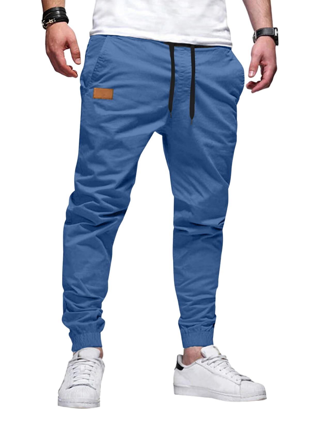 JMIERR Men's Cotton Stretch Twill Athletic Jogger Pants