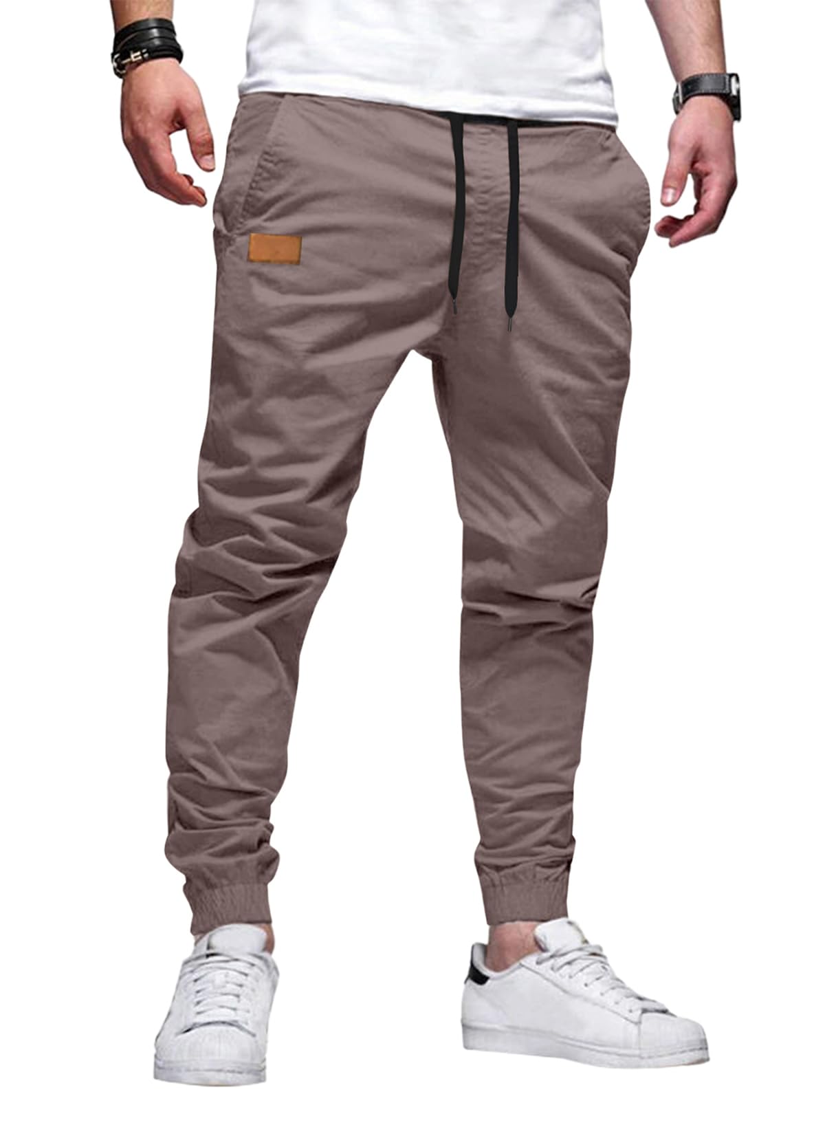 JMIERR Men's Cotton Stretch Twill Athletic Jogger Pants