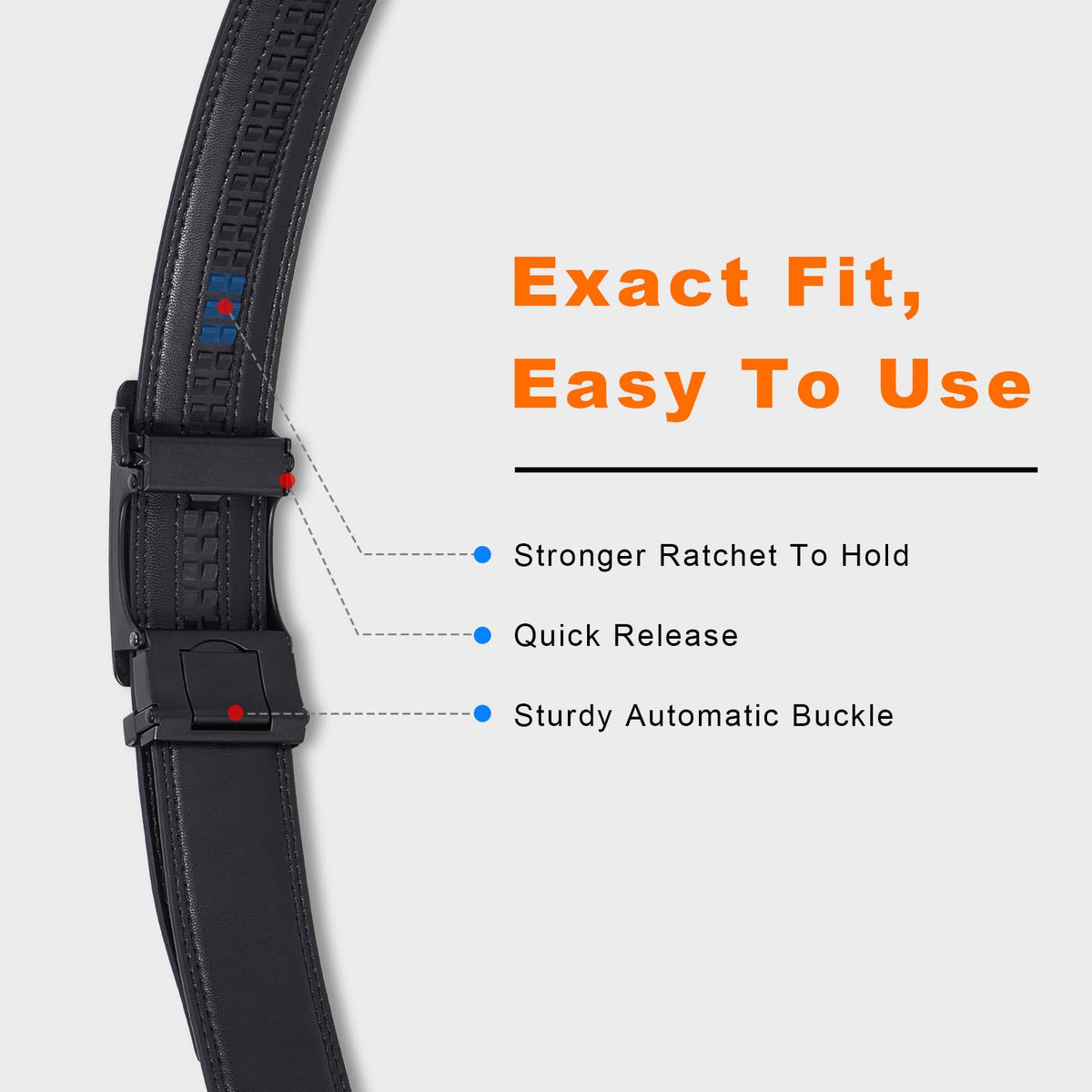 Men's Leather Ratchet Belt for Dress and Casual Wear