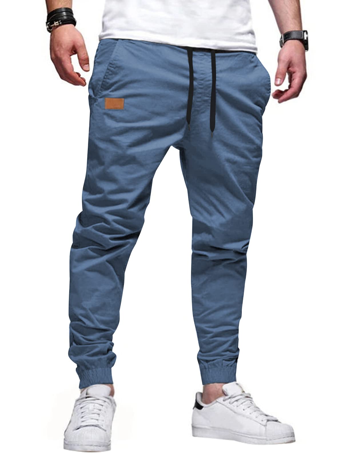 JMIERR Men's Cotton Stretch Twill Athletic Jogger Pants