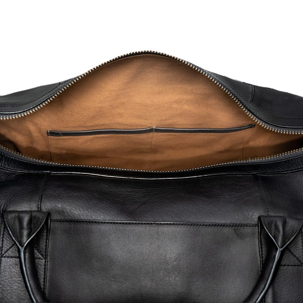 Men's Full Grain Leather Weekender Duffle Carry-On Bag