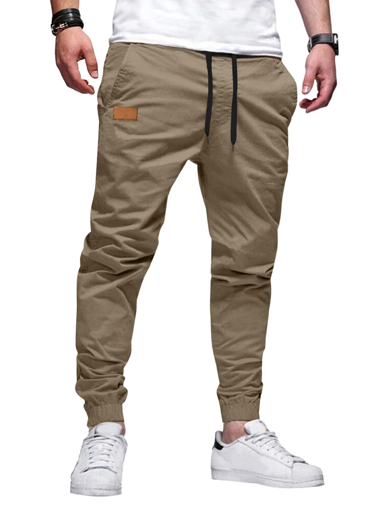 JMIERR Men's Cotton Stretch Twill Athletic Jogger Pants