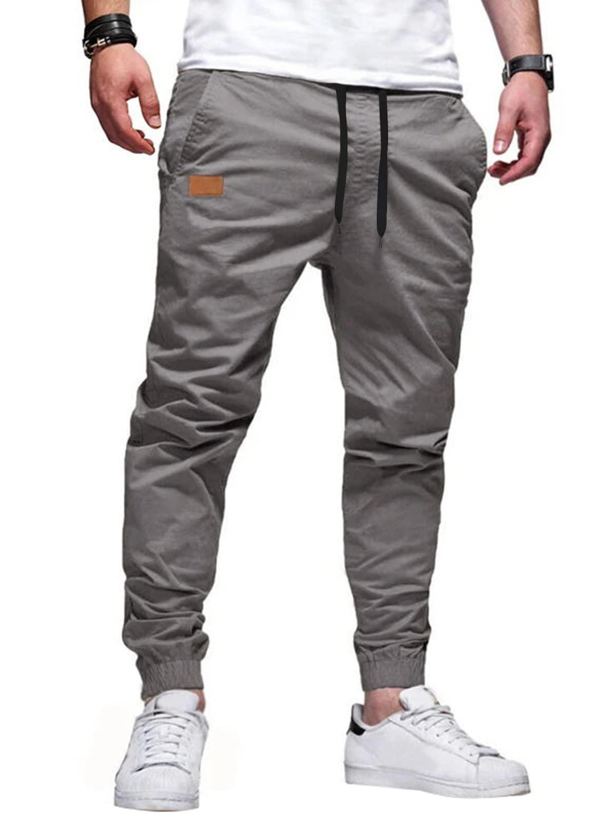 JMIERR Men's Cotton Stretch Twill Athletic Jogger Pants