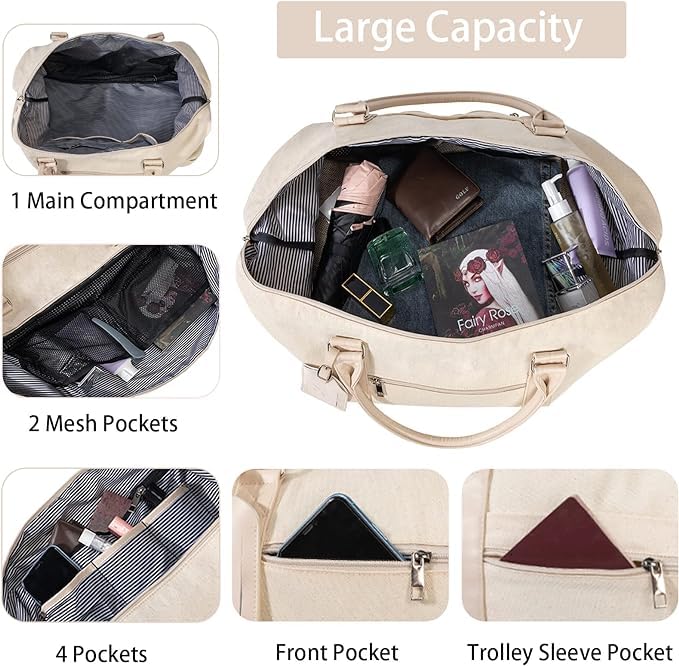 Women's 21-Inch Canvas Weekender Duffel Bag with Shoe Compartment