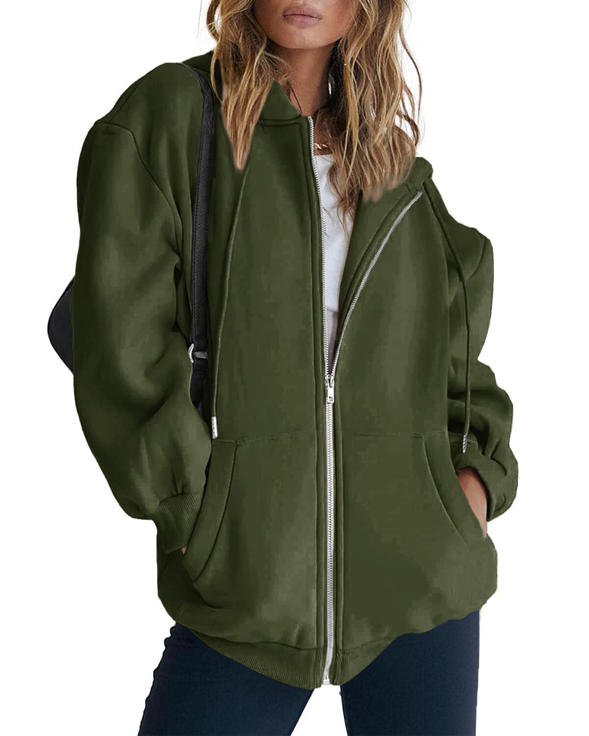 PRETTYGARDEN Women's Fall Zip-Up Hoodie Sweatshirt