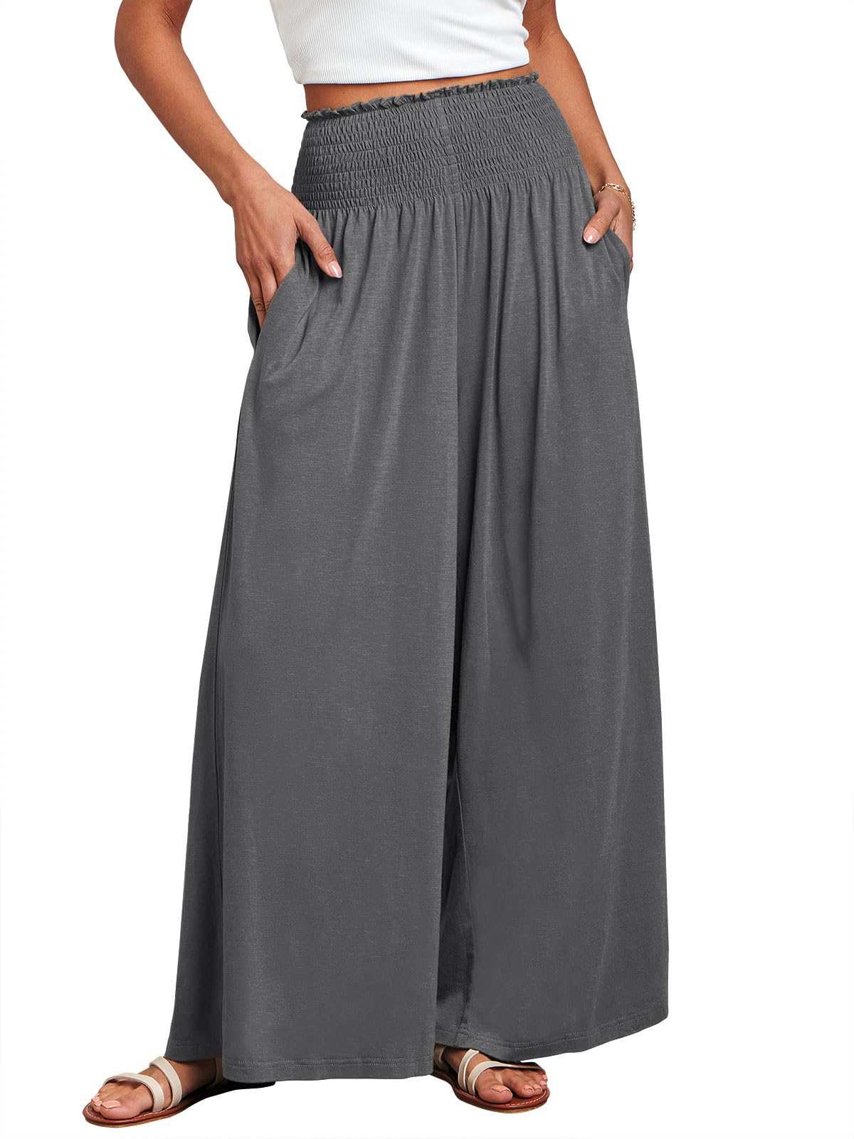 ANRABESS Women's Casual Wide-Leg Palazzo Pants with Pockets