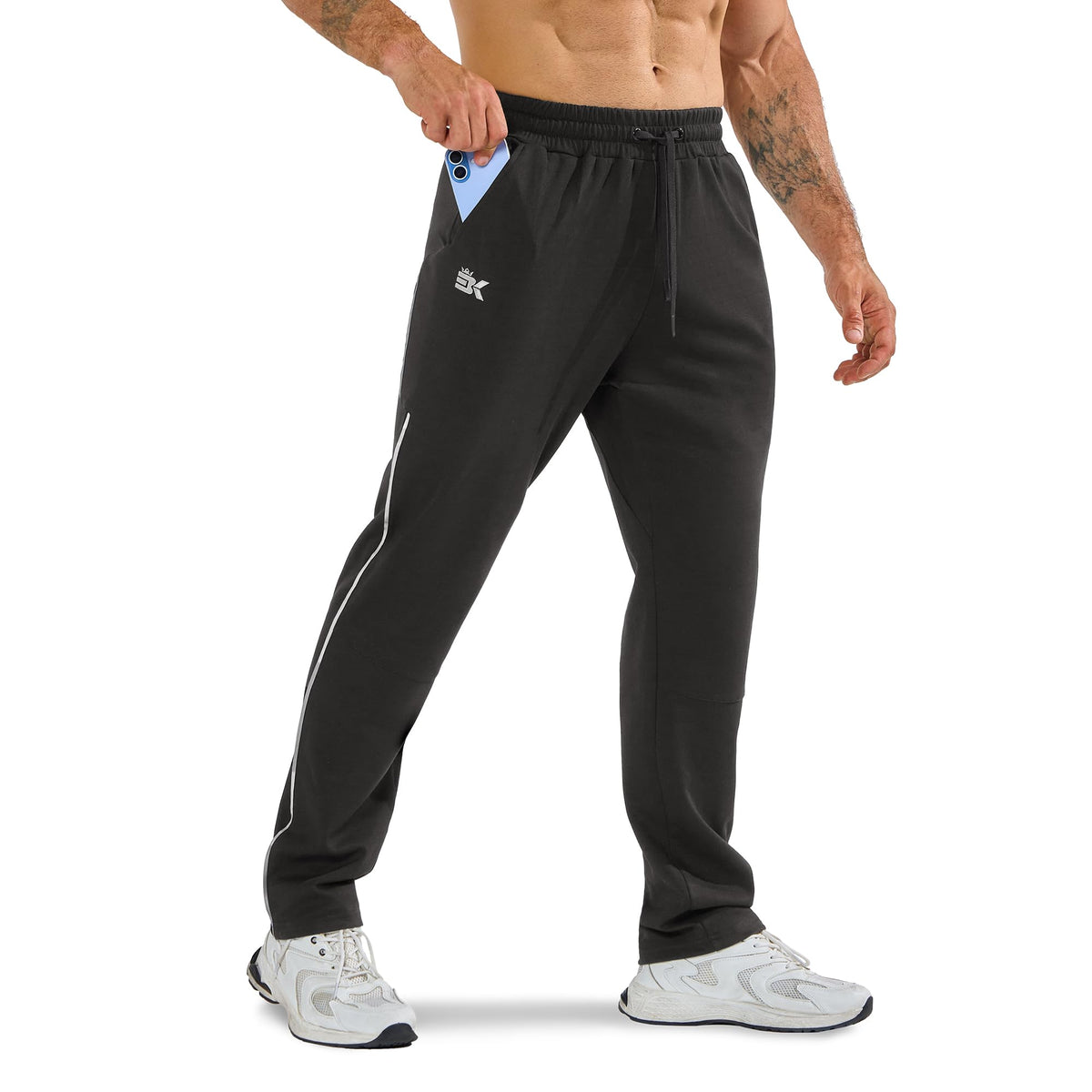BROKIG Men's Warm Cotton Workout Jogger Sweatpants with Zip