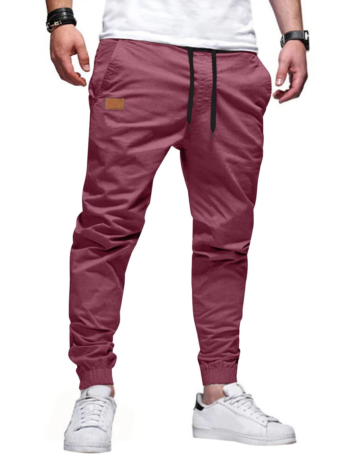 JMIERR Men's Cotton Stretch Twill Athletic Jogger Pants