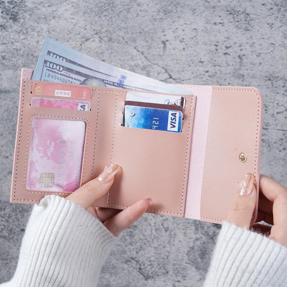 Women's Tri-Fold Multi-Card Compact Wallet - Black
