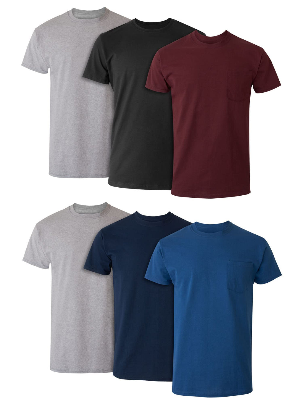 Hanes Men's Cotton Crewneck Pocket T-Shirts 6-Pack