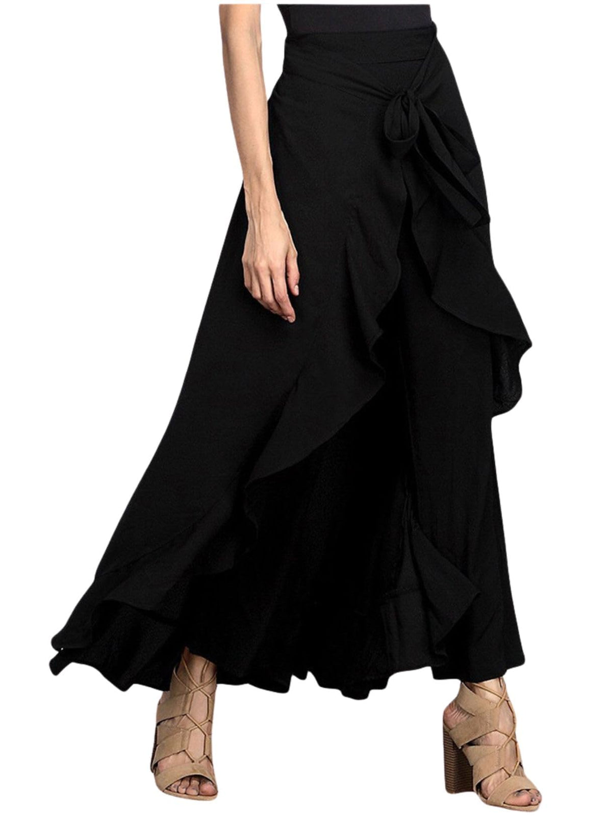 UTCOCO Women's Chiffon High-Waist Culotte Maxi Skirt Pants