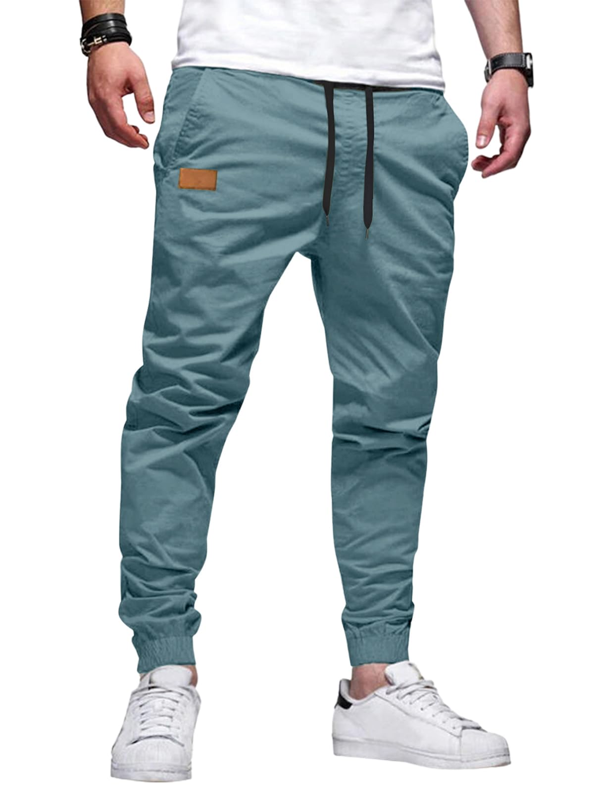 JMIERR Men's Cotton Stretch Twill Athletic Jogger Pants