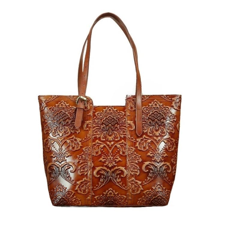 Women's Vintage Genuine Leather Western Tote Shoulder Bag