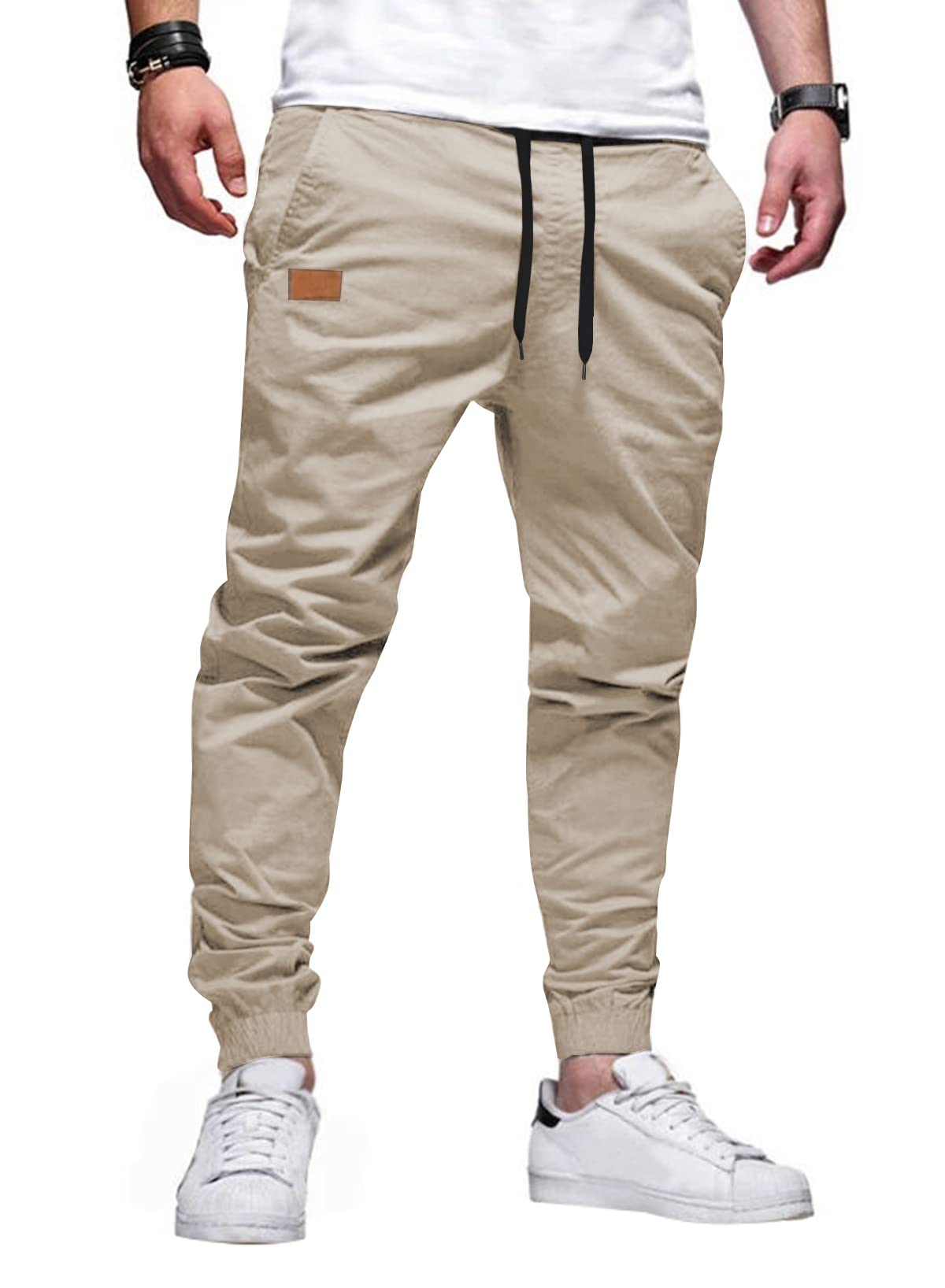 JMIERR Men's Cotton Stretch Twill Athletic Jogger Pants
