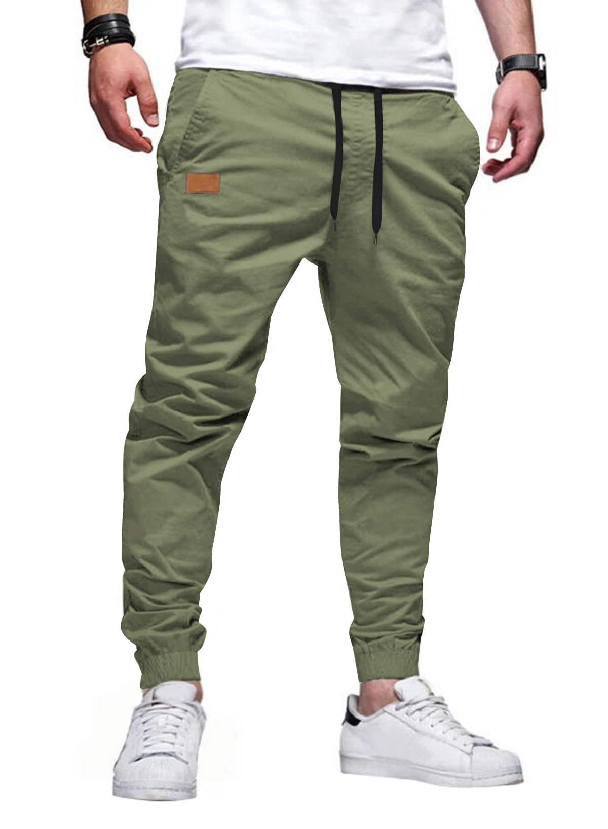 JMIERR Men's Cotton Stretch Twill Athletic Jogger Pants