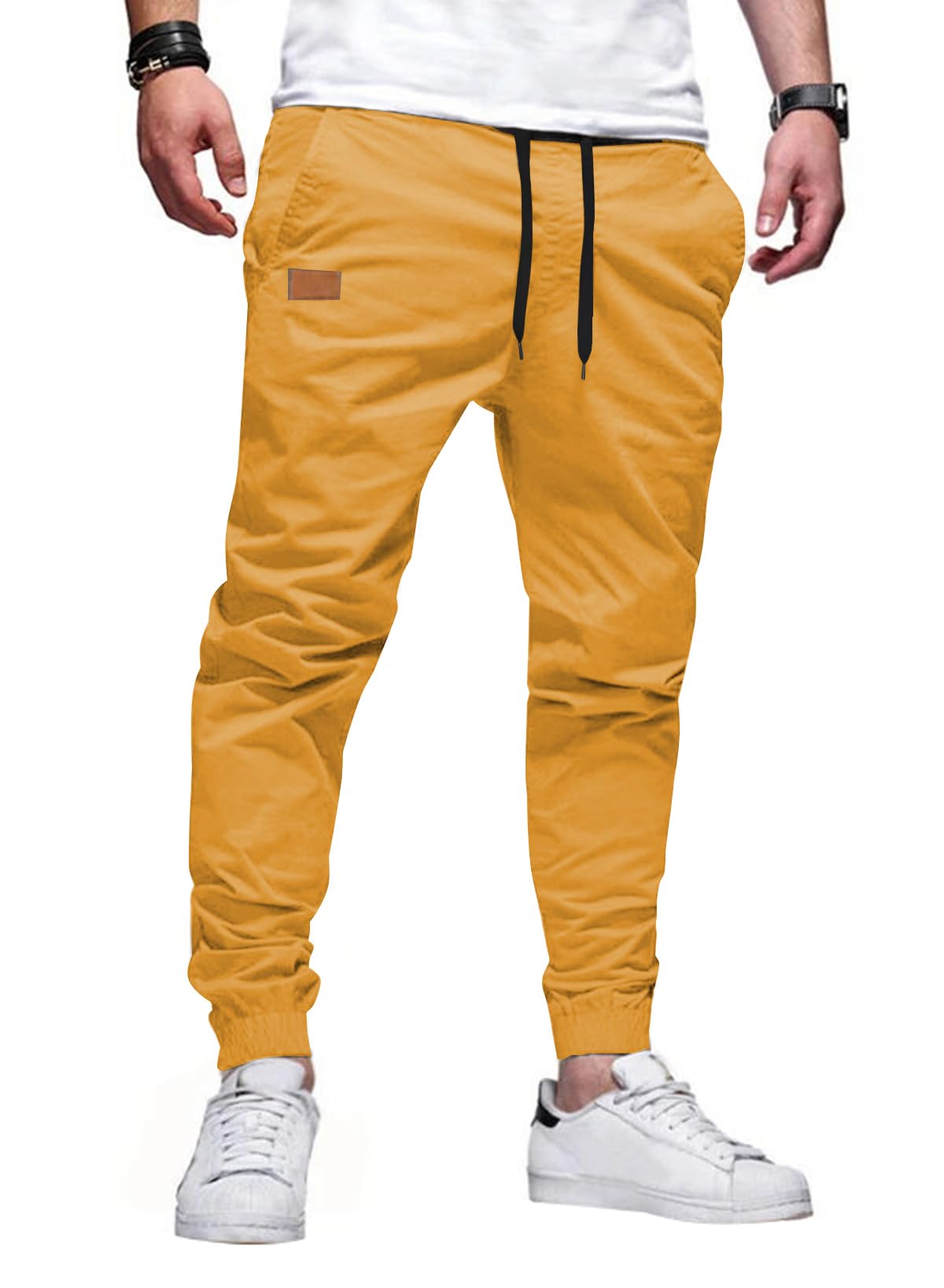 JMIERR Men's Cotton Stretch Twill Athletic Jogger Pants
